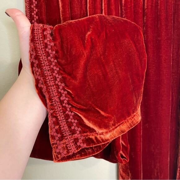 Johnny Was Aurora Velvet Casual Pants in Rust Orange S - Picture 4 of 8